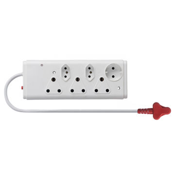 6Way M/plug 3x16A 2xEuro1xSchuko Sur Wht