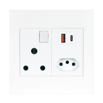 Lexman Single Socket with 1x IEC & USB-A+C White (100x100)