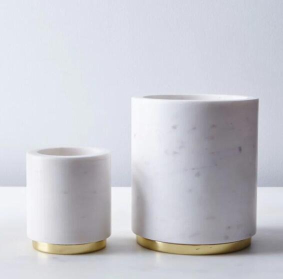 Fine Living Marble And Brass Utensil Holder 11Cm