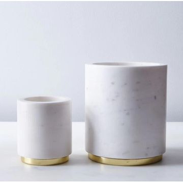 Fine Living Marble And Brass Utensil Holder 11Cm
