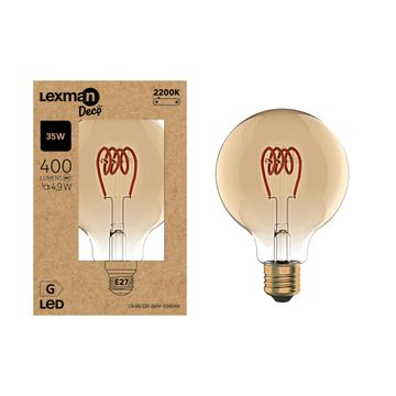 Led filament light bulb g95 e27 4.9w 400lm 2200k330d25000h spiral amber cb lexman