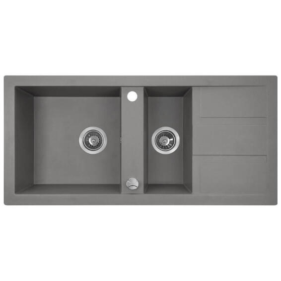 Laveo Kitchen Sink Barbados Drop In With 1.5 Bowl Single Drainer Grey W48CmxL100CmxH18.5Cm
