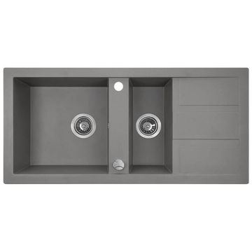 Laveo Kitchen Sink Barbados Drop In With 1.5 Bowl Single Drainer Grey W48CmxL100CmxH18.5Cm