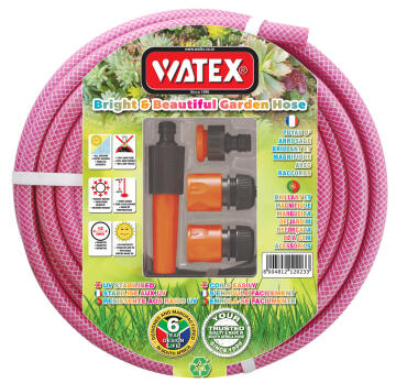 Hose, Garden Hose With Fittings, Pink, WATEX, 12mmx20m, 8 Year Guarantee