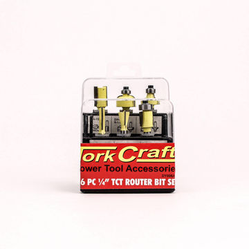 Router bit TORKCRAFT Set 6pc plastic box 1/4 shank