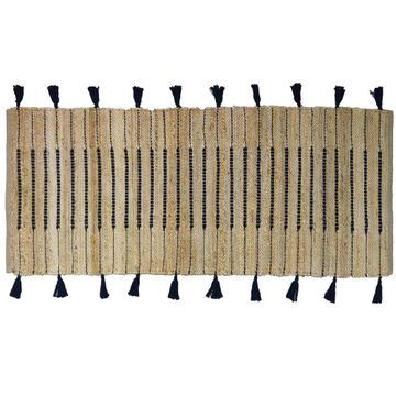 Rug indoor jute boho motif natural / black rectangle 70 x 180cm jimma inspire