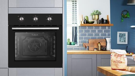 Luxe Electric Oven 70L Black Glass 60Cm