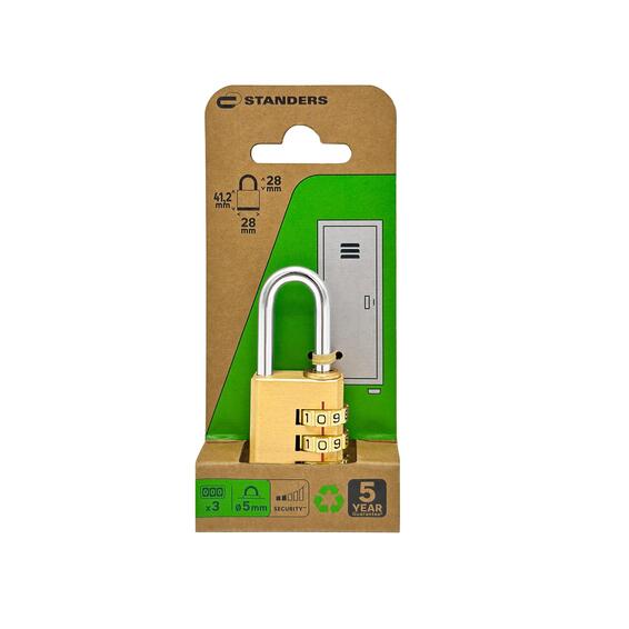 STANDERS BRASS COMBINATION PADLOCK 30MM