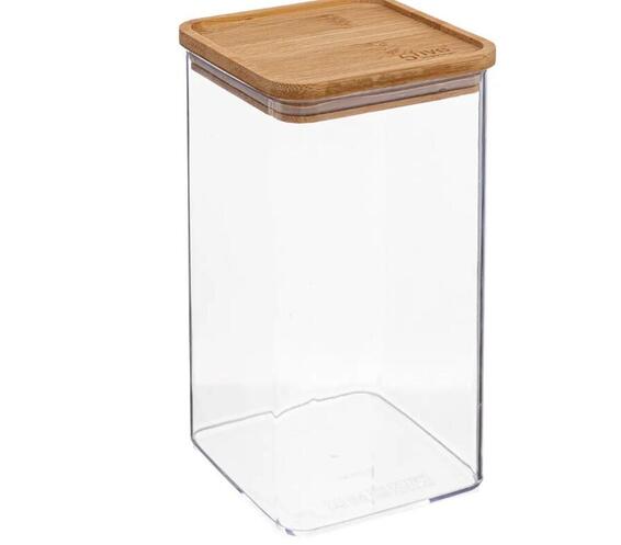 Kitchen Square Storage Canister Glass With Bamboo Lid 1,5Liters