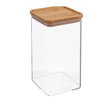 Kitchen Square Storage Canister Glass With Bamboo Lid 1,5Liters