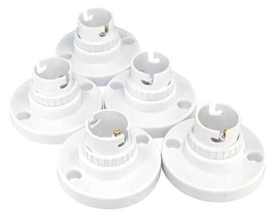Lampholder nylon batten white bc 5 pack