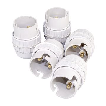 Lampholder nylon 10mm white bc 5 pack