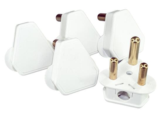Pvc white plug top 16amp 5 pack