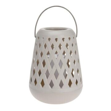 Led lantern with battery operated flaming candle - sand