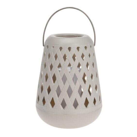 Lantern with Battery Operated Flaming Candle - Sand