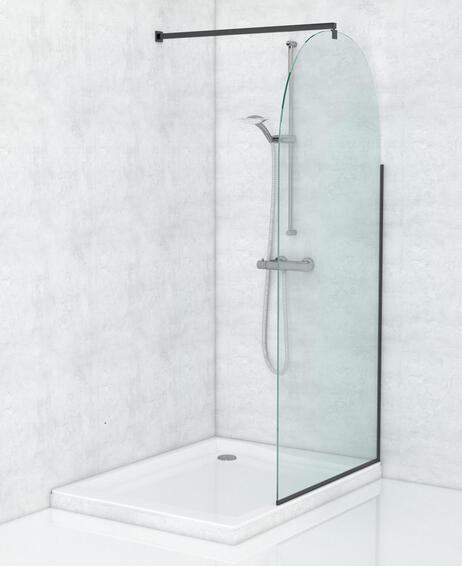Arch Shower Screen Black Clear W90cmxD0.8cmxH200cm