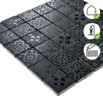 Artens Mosaic Ethnic Small Black 30X30