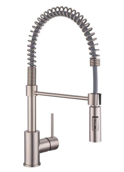 Delinia Tomas Spring Neck Kitchen Sink Mixer Tap Nickel Brushed H46Cm Spout Reach 27Cm