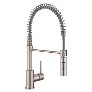 Delinia Tomas Spring Neck Kitchen Sink Mixer Tap Nickel Brushed H46Cm Spout Reach 27Cm