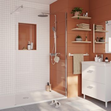 Sensea easy walk-in shower screen with chrome profile w120cmxh195cm