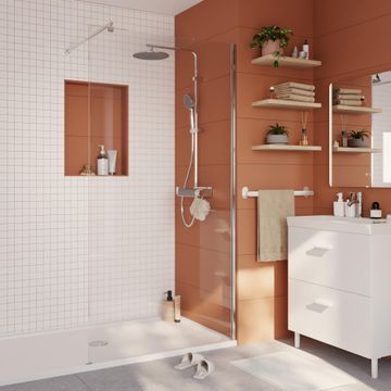 Sensea easy walk-in shower screen with chrome profile w100cmxh195cm