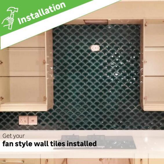 Fan style tiles installation