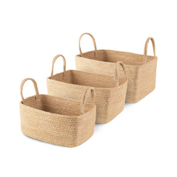 Storage basket natural 3 pack