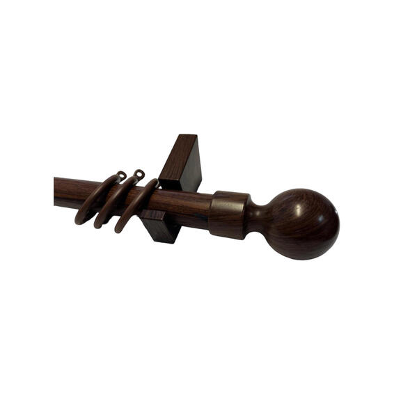 Wooden Pole Ball Finial Walnut 33mm