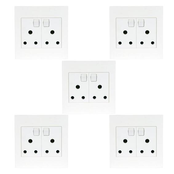 Lexman Double Socket White 100mmx100mm 5 Pack