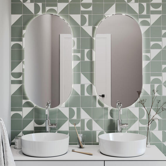 Artens Mosaic Callune 30X30 White & Green