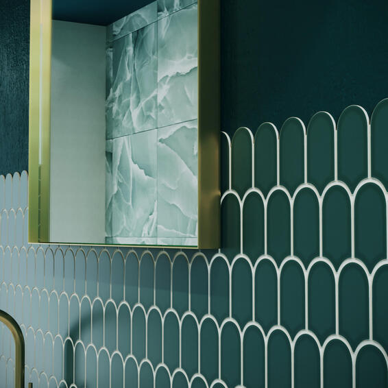 Artens Mosaic Seashell 30X30 Dark Green 19-4818 Tpx