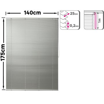 Venetian blind alu epona 25mm plain matt chrome 140x175cm inspire