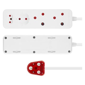 Switched 4 way high surge multiplug 5m