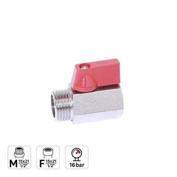EQUATION MINI BALL VALVE RED LEV 16B M 1/2
