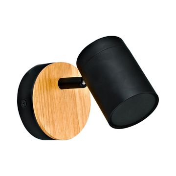 Spot wall gu10 25w max met/wood bk/wood