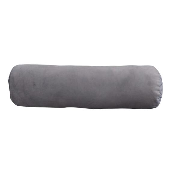 Velvet rich grey cushion bolster 15x55cm 