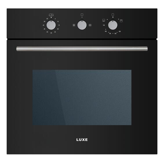 Luxe glass and steel 60cm gas oven 70l black
