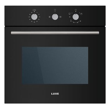 Luxe glass and steel 60cm gas oven 70l black