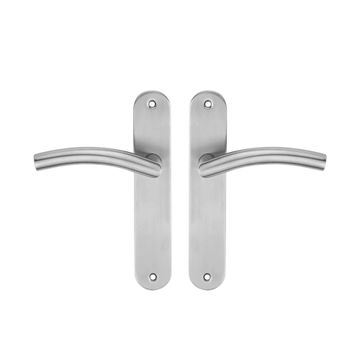 Door handles on plate keyless satin nickel finish margaud 195mm inspire
