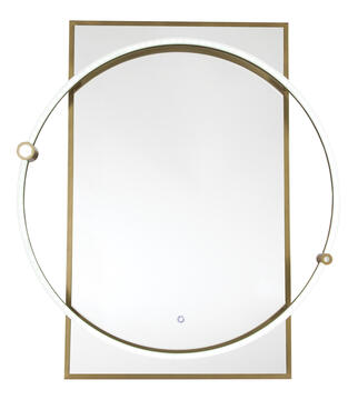 Brightstar Rectangular Mirror with Metal Frame, LED and Touch Switch Brass