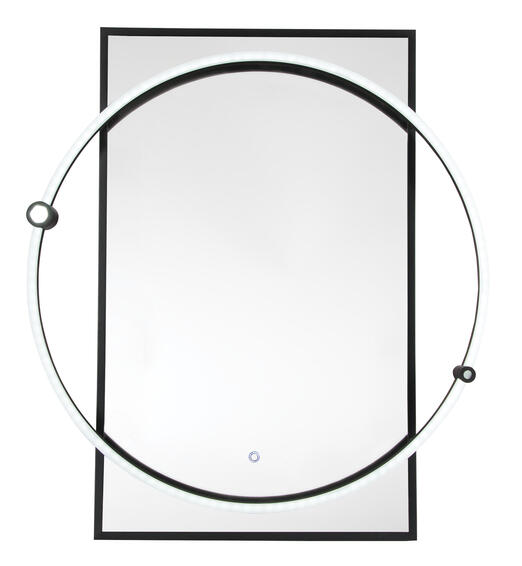 Brightstar Rectangular Mirror with Metal Frame, LED and Touch Switch Black 