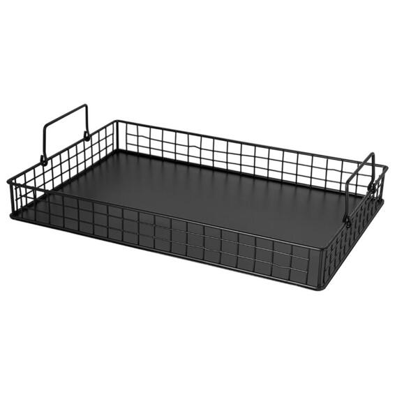 Regent steem mesh sides and handles serving tray black 42cmx28cmx5cm