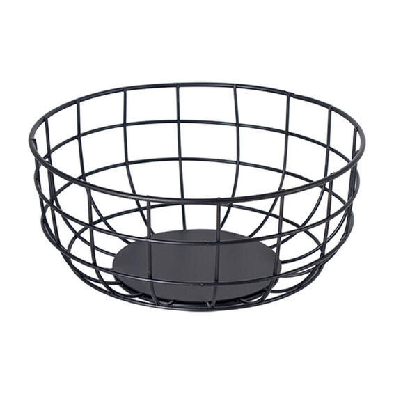 Regent round  powder coated  steel wire fruit basket black 11cmx24cm