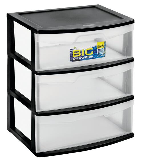3 WIDE DRAWER UNIT BLACK