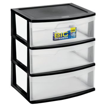 3 WIDE DRAWER UNIT BLACK