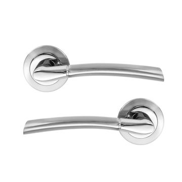 Door handles on round rose satin nickel finish eina inspire