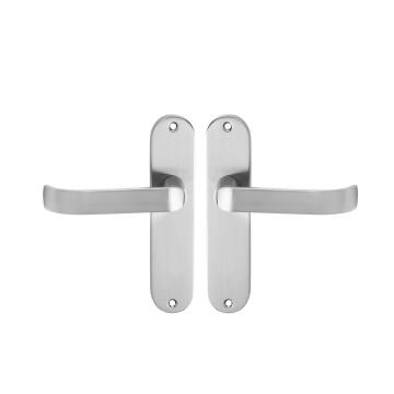 Door handles on plate keyless satin nickel finish lena 165mm inspire