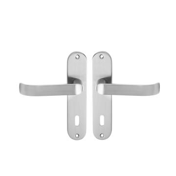 Door handles on plate key entry INSPIRE Lena satin nickel finish 165mm