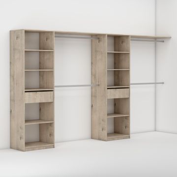 Wardrobe with 2 columns, 2 drawers and 4 rails w320xd40xh203cm