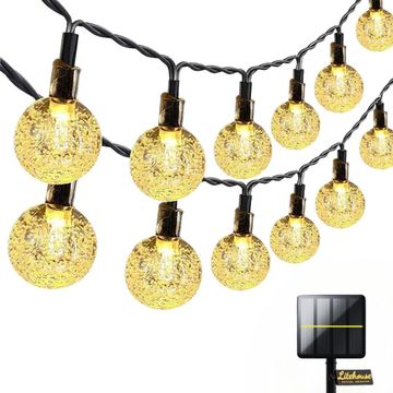 Litehouse solar bubble ball fairy lights - 50 led - warm white - 5m